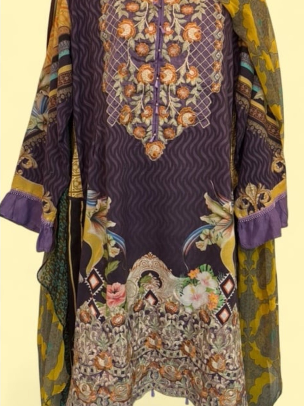 Traditional designer purple embroidered! 3 piece set!XXL